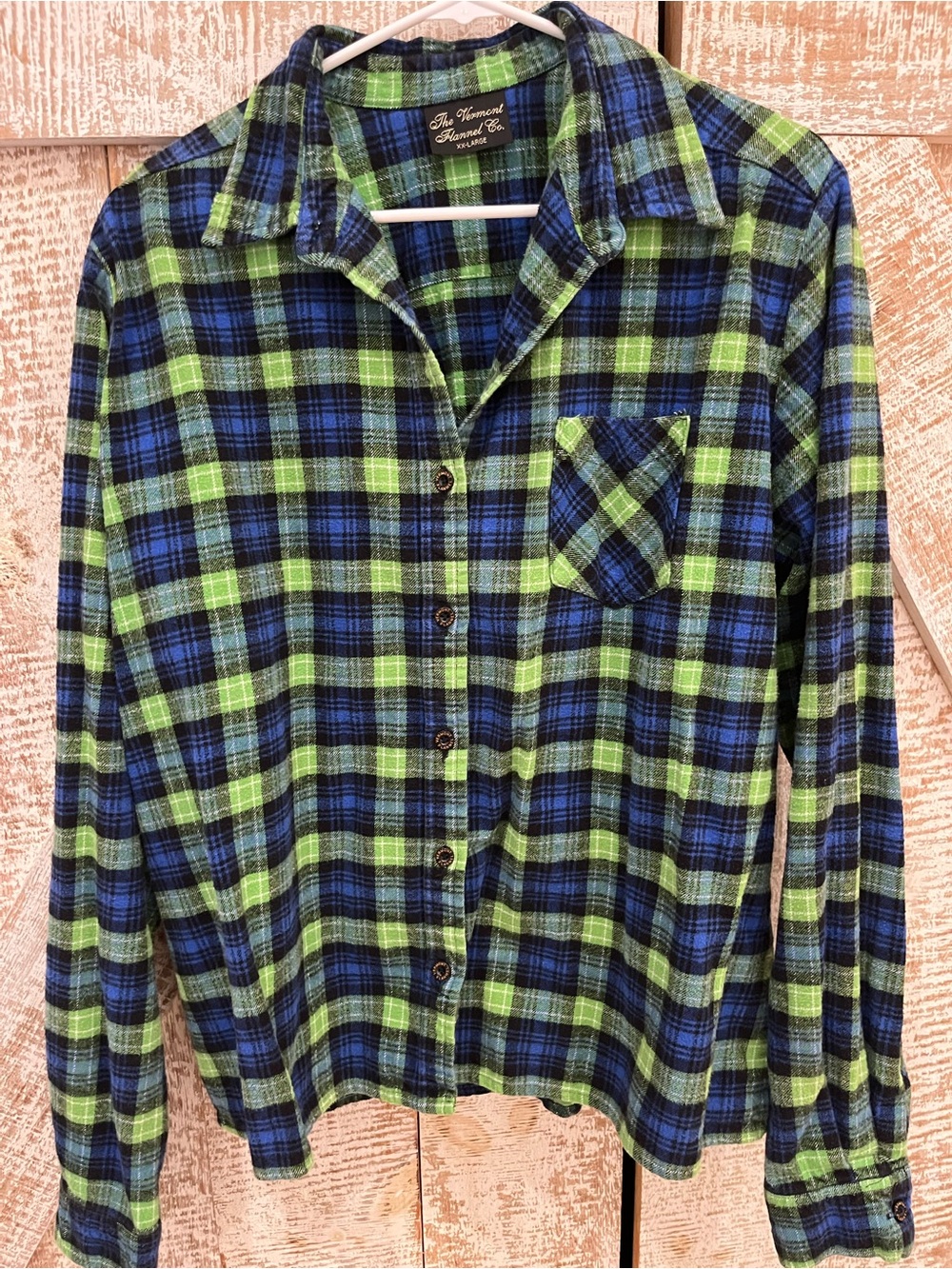 Vermont Flannel Company Women’s Green & Blue Plaid Button-Up Shirt XL